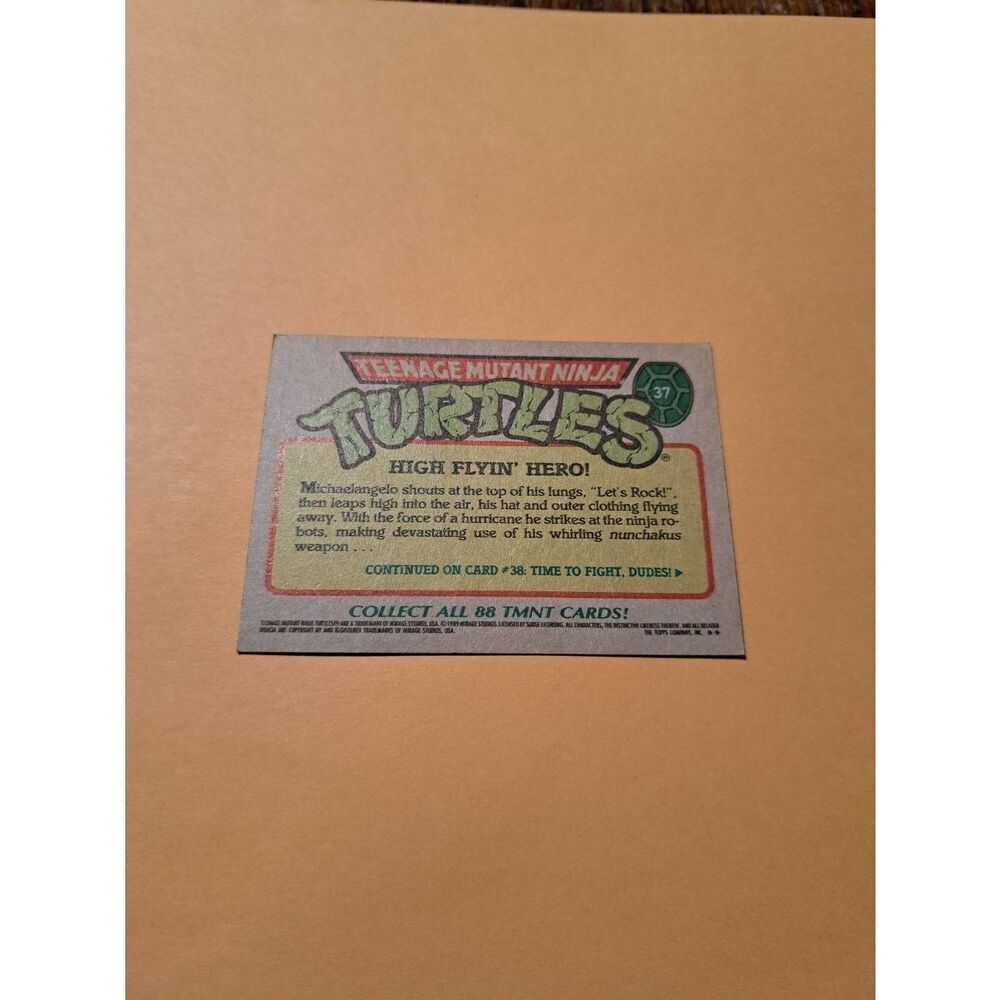1989 Topps TMNT High Flyin Hero Trading Card 37 Teenage Mutant Ninja Turtles - Picture 2 of 2